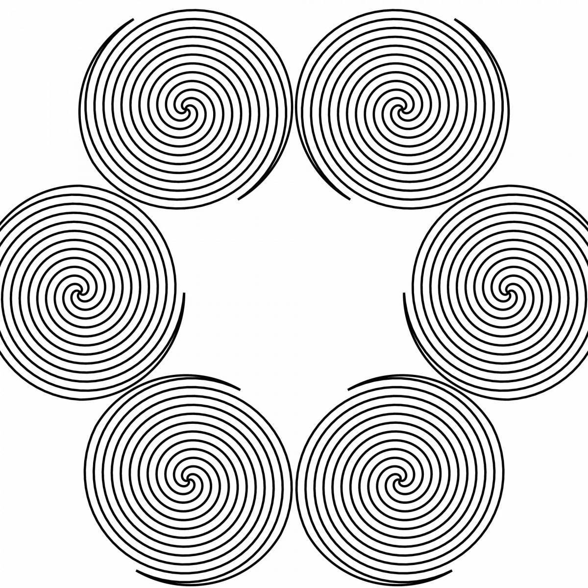 Coloring page with dynamic striped circle