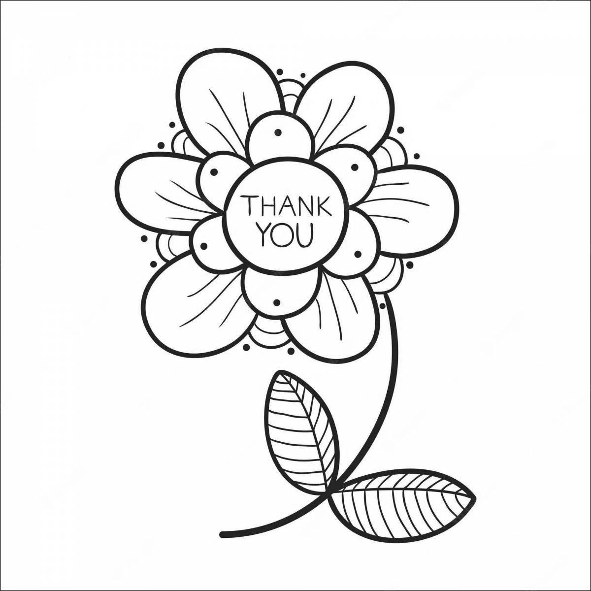 Colorful thank you coloring page