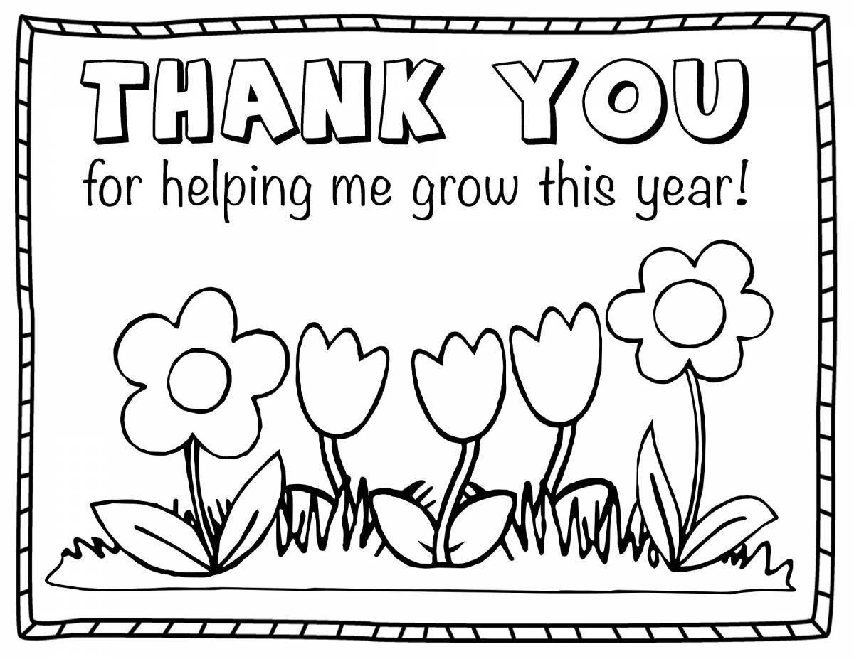 Colorful thank you coloring page