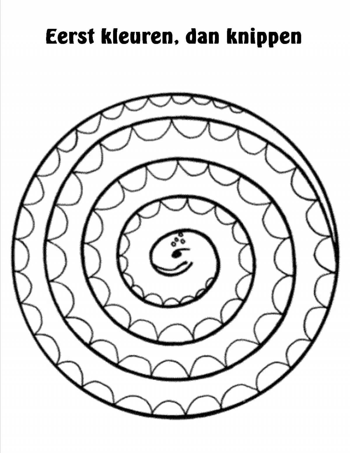 Coloured spiral coloring book for children