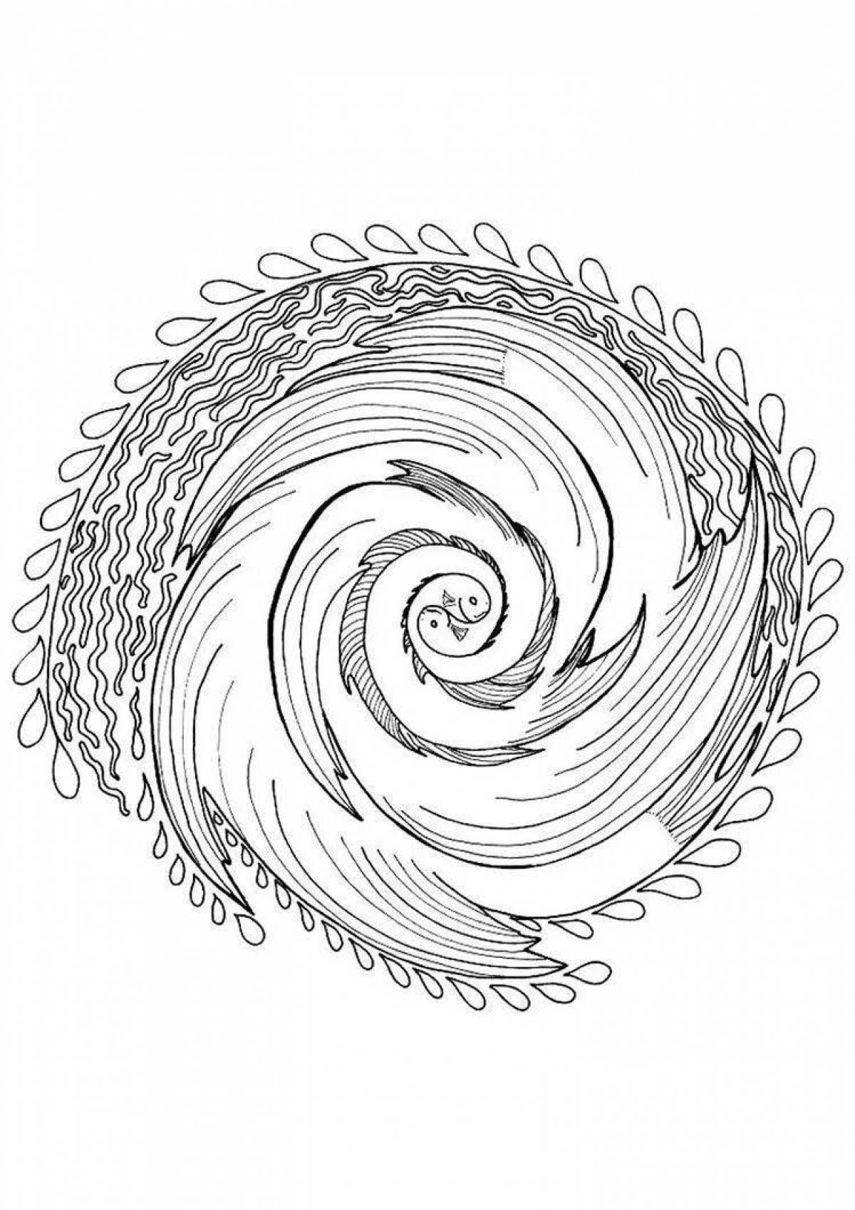 Colouring colorful spiral composition for children
