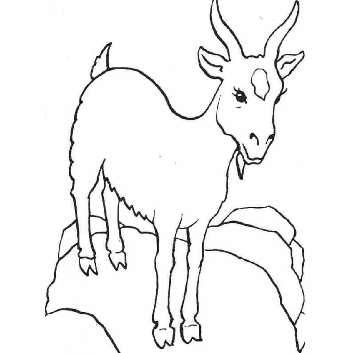 Fancy goat coloring for kids