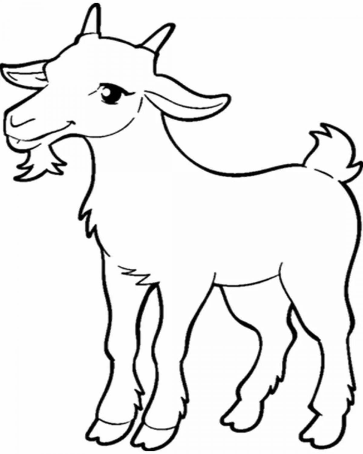 Animated goat coloring page for kids
