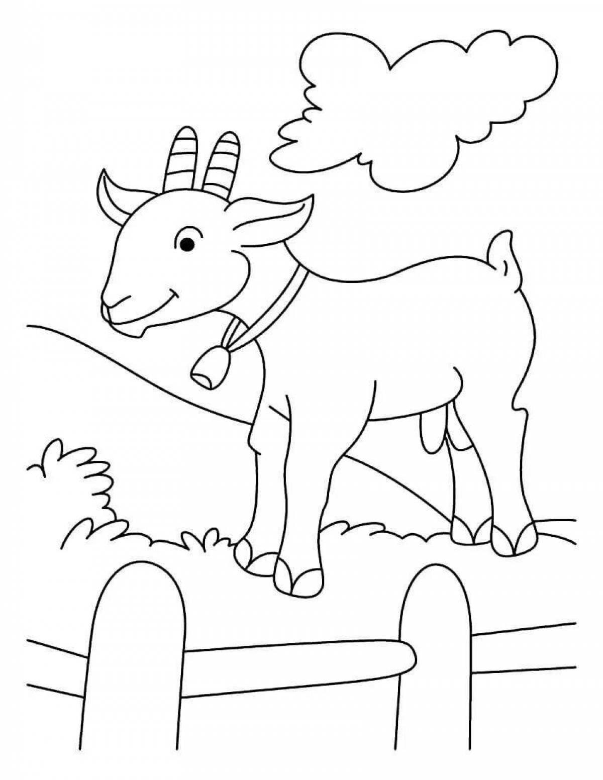 Coloring book enthusiastic goat for kids