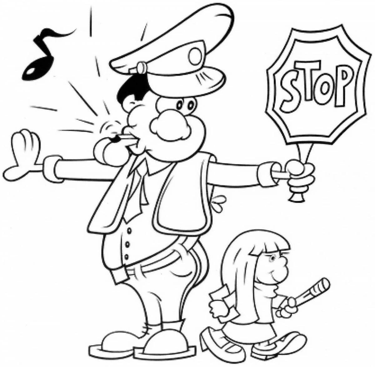 A fun traffic controller coloring page for little ones