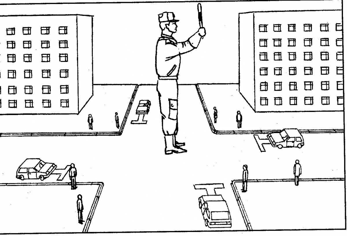 Vibrant coloring page of the traffic controller for children