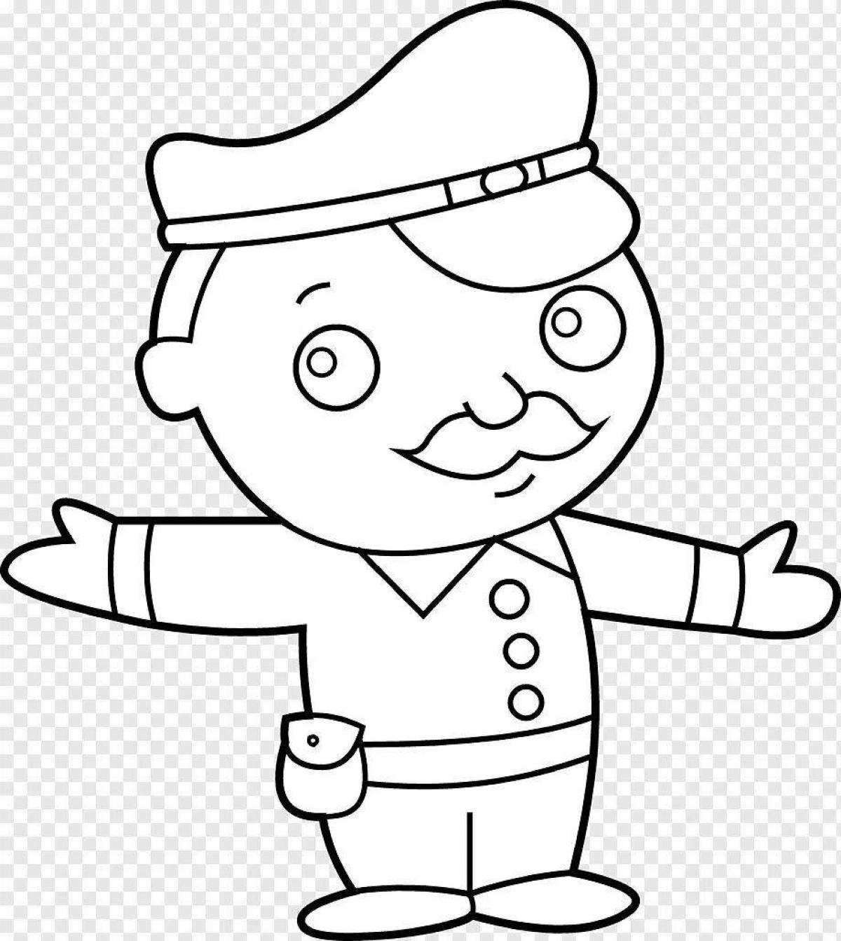 Junior traffic controller playful coloring page