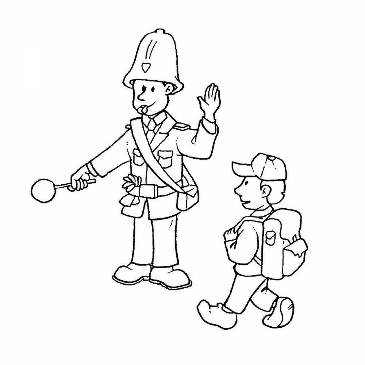 Live traffic controller coloring page for toddlers