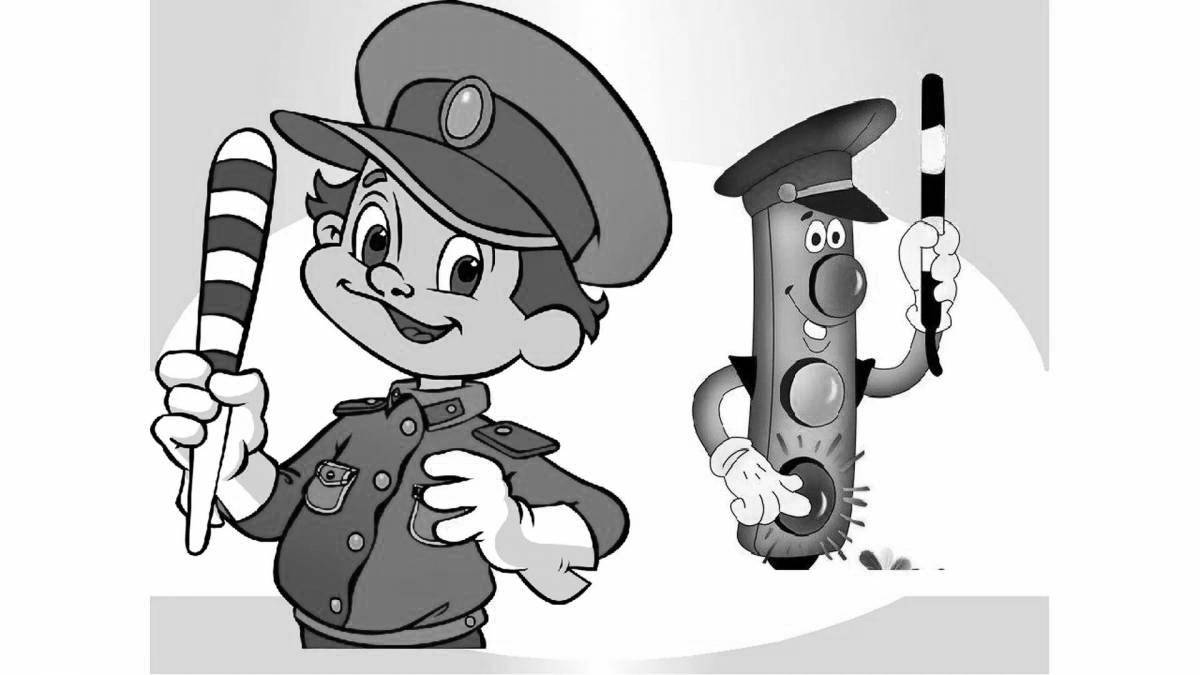 Adorable traffic controller coloring page for toddlers
