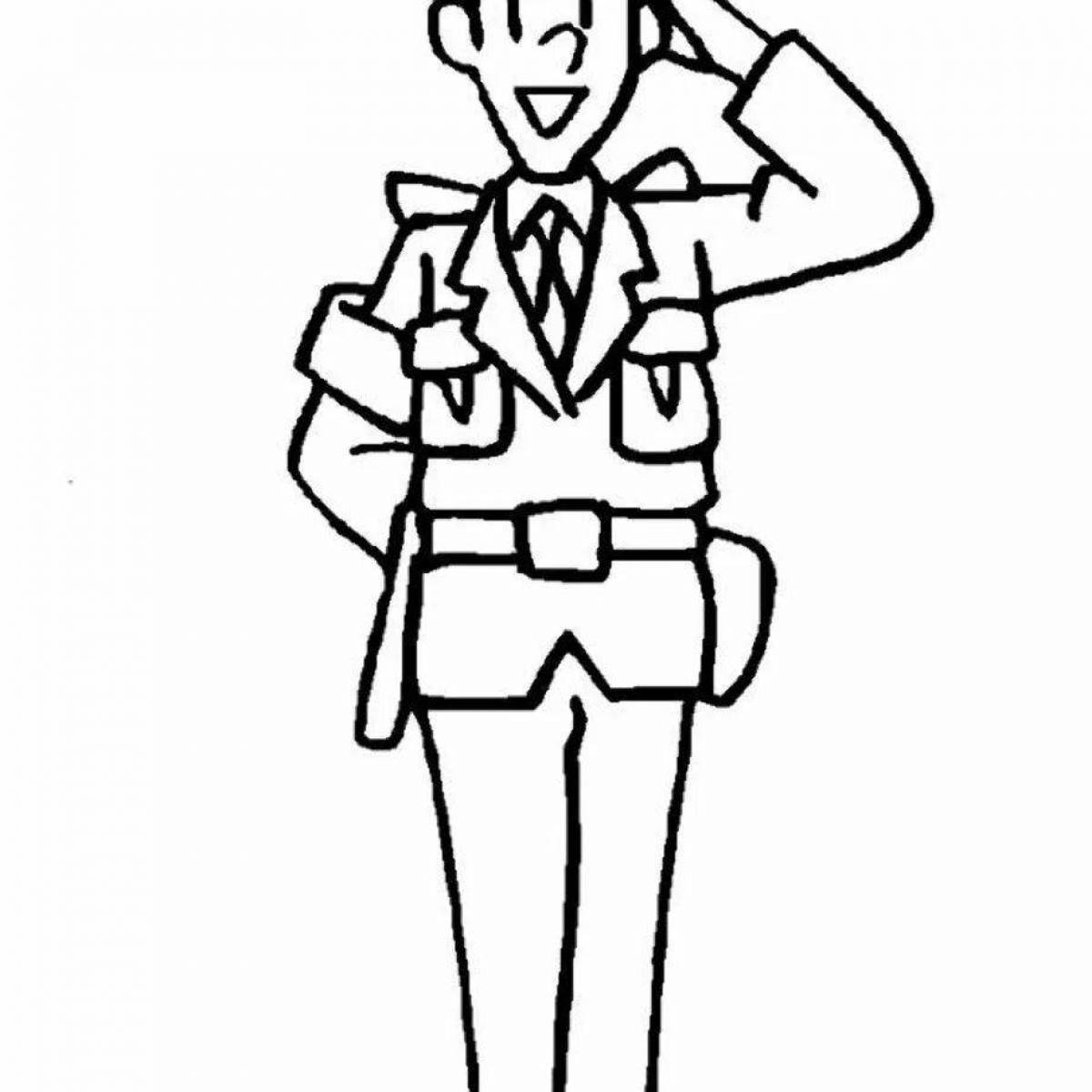 Colorful traffic controller coloring page for toddlers