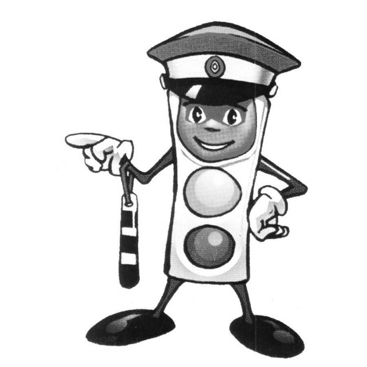 Coloring page with traffic controller for toddlers