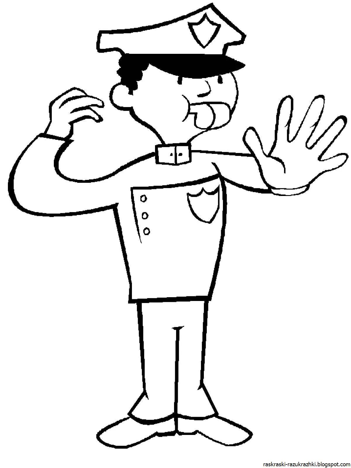 Animated traffic controller coloring page for kids