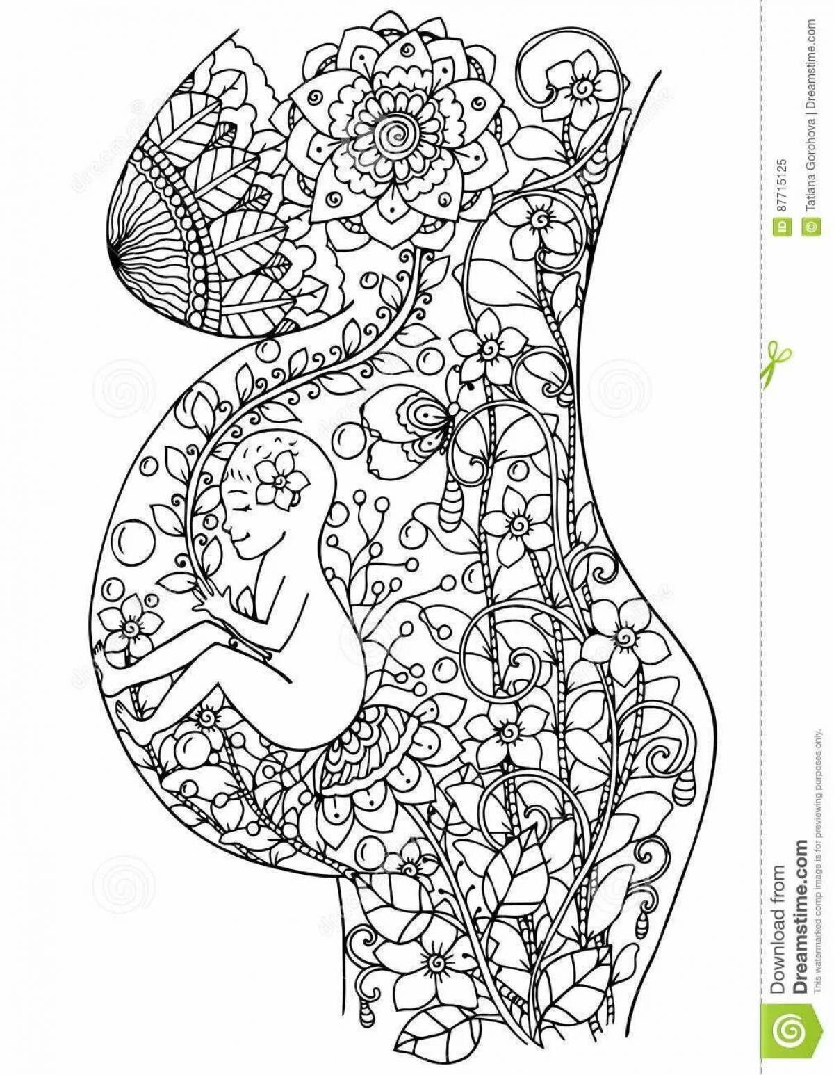 Sweet pregnancy coloring page art