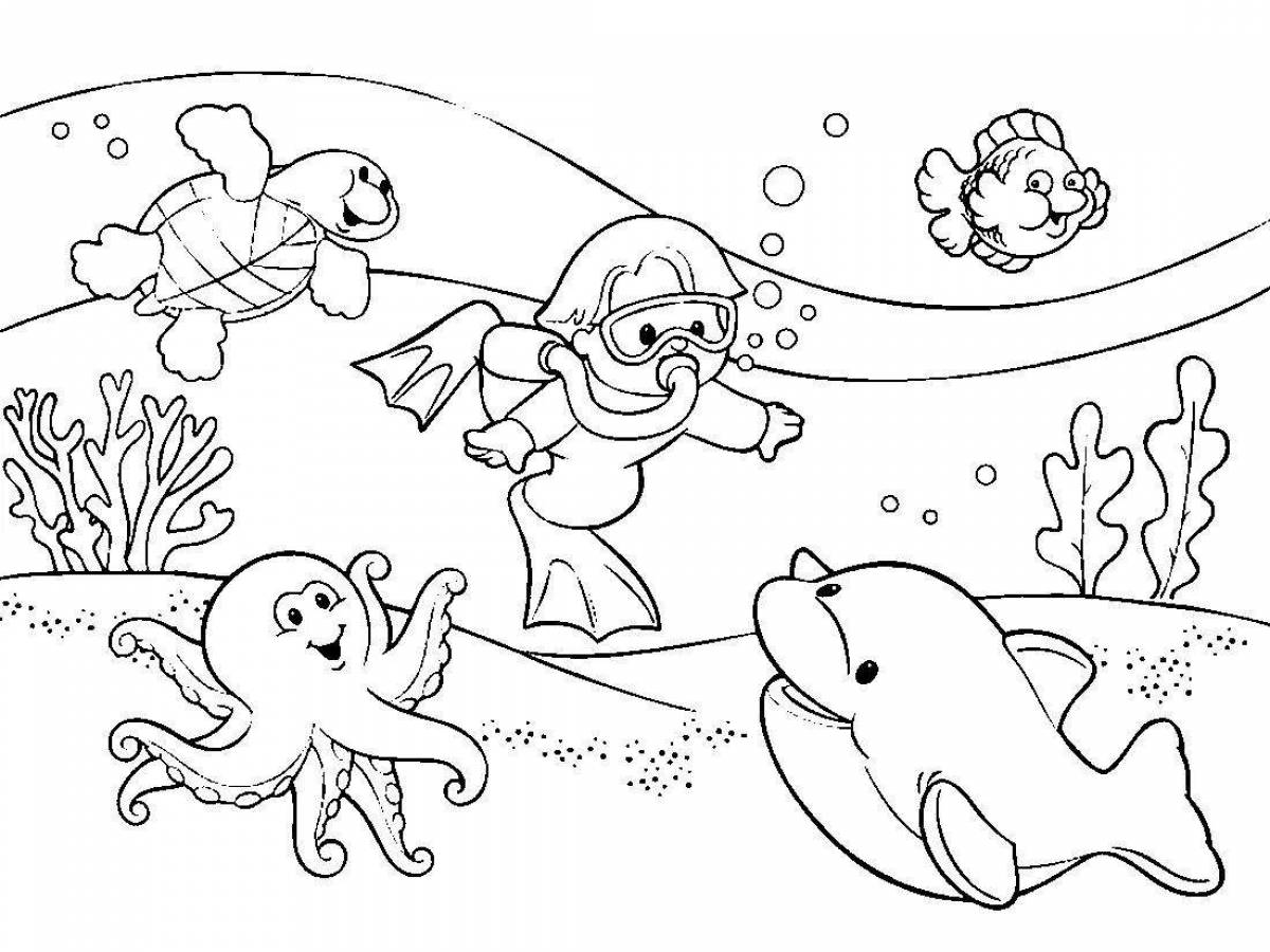 Blooming water children's world coloring book