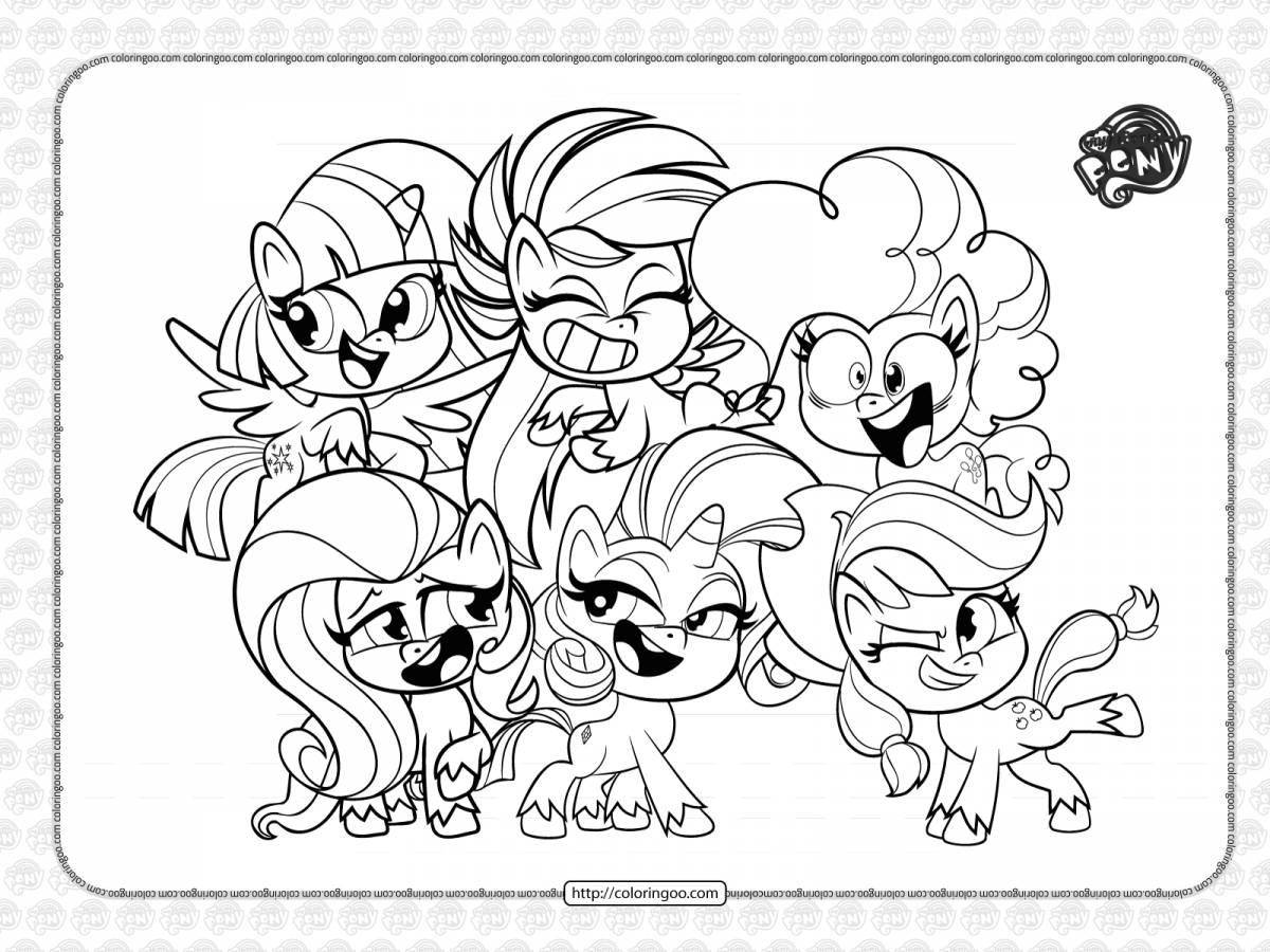 Coloring page jubilant pony playtime