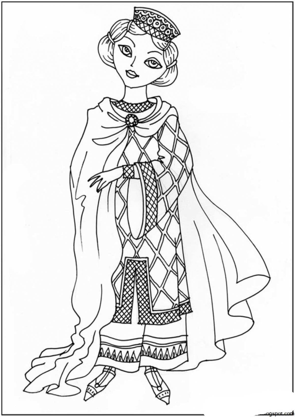 Раскраска Поразительно красивый тульский народный костюм раскраска