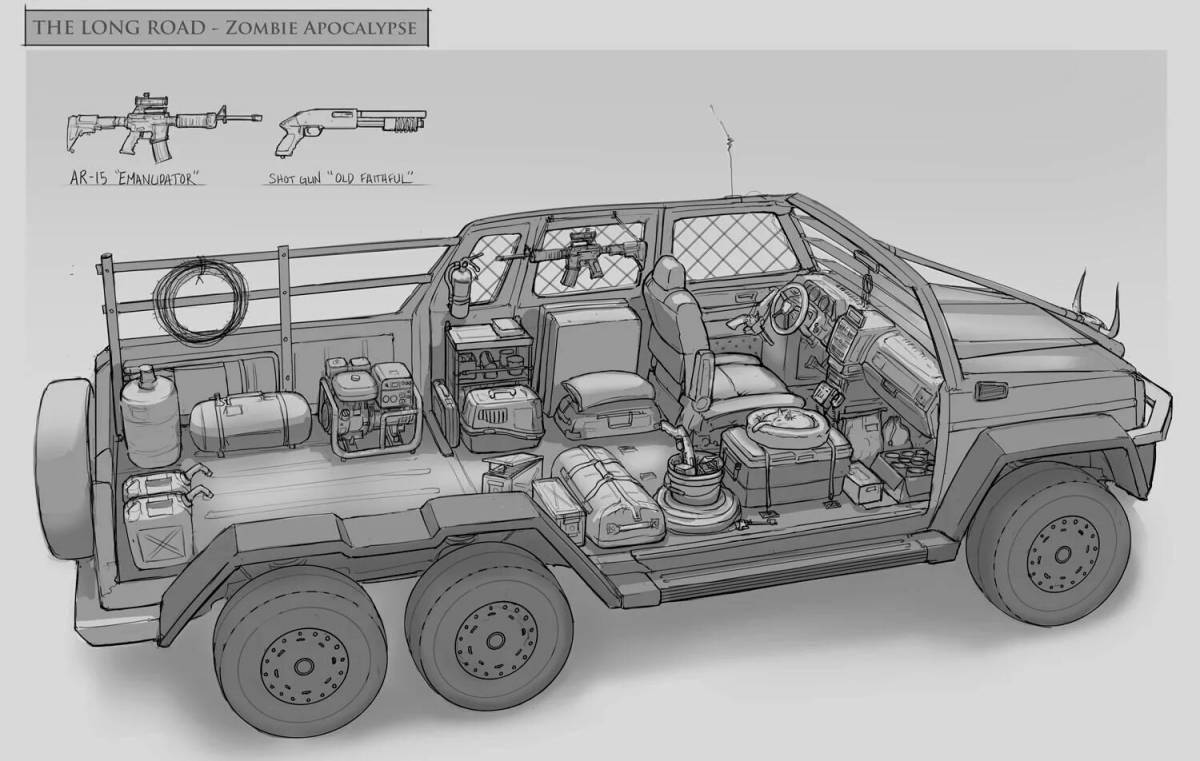 Как нарисовать машину из зомби апокалипсиса