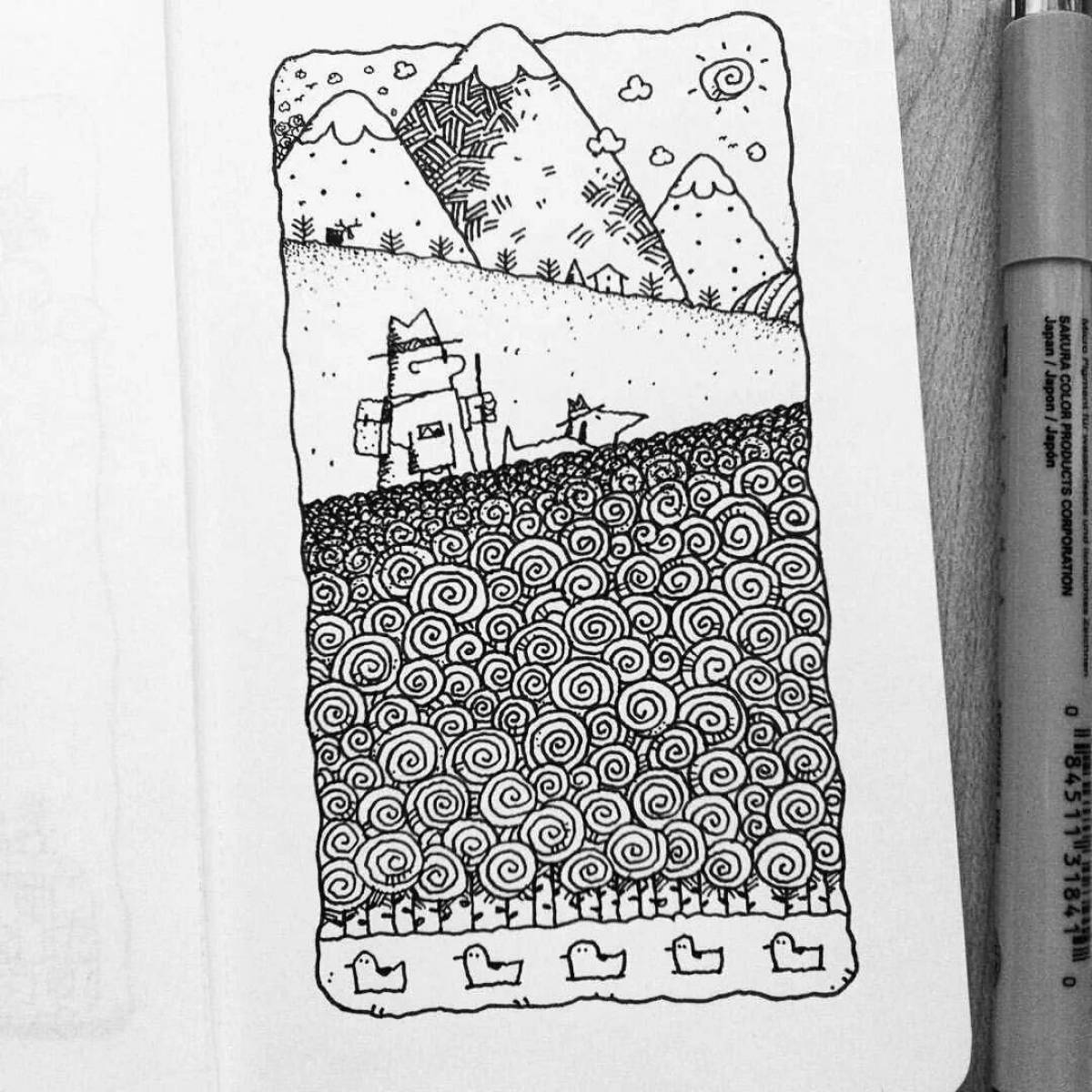 Bright coloring pages for sketchbook markers