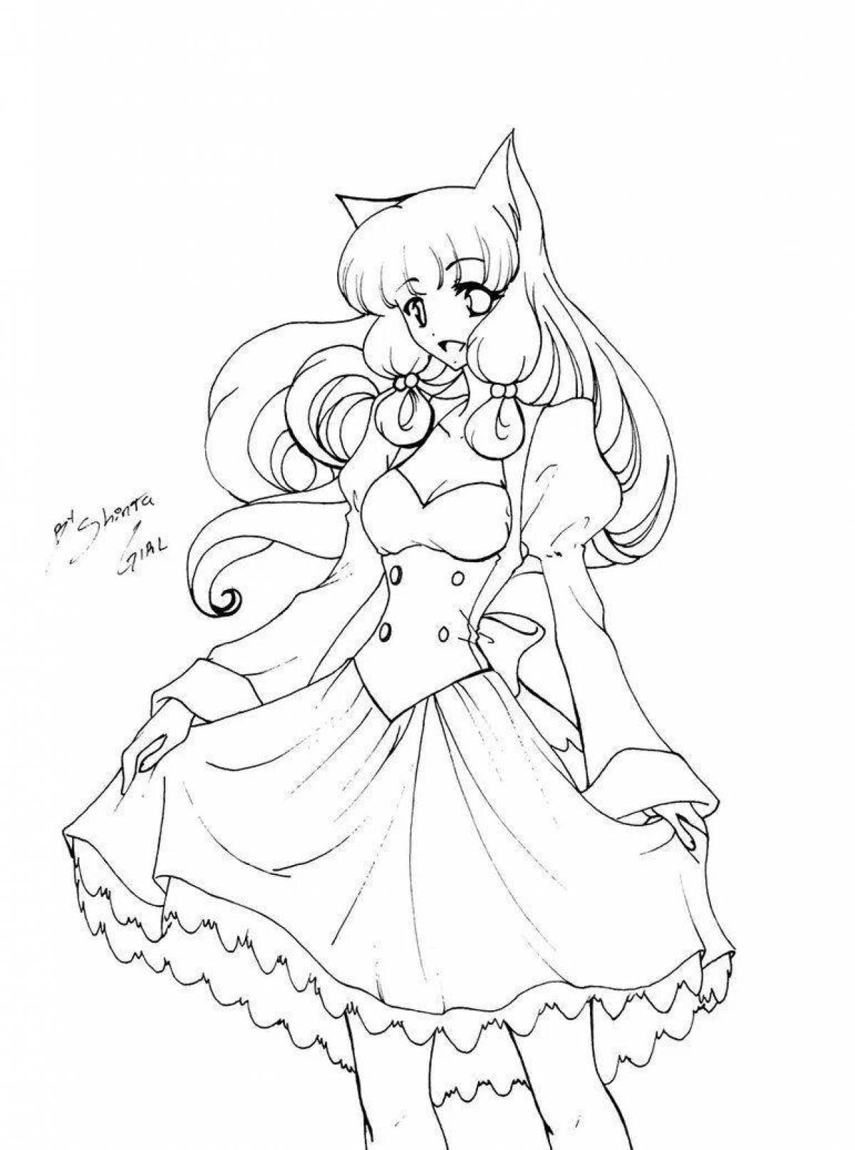 Luminous anime fox coloring pages