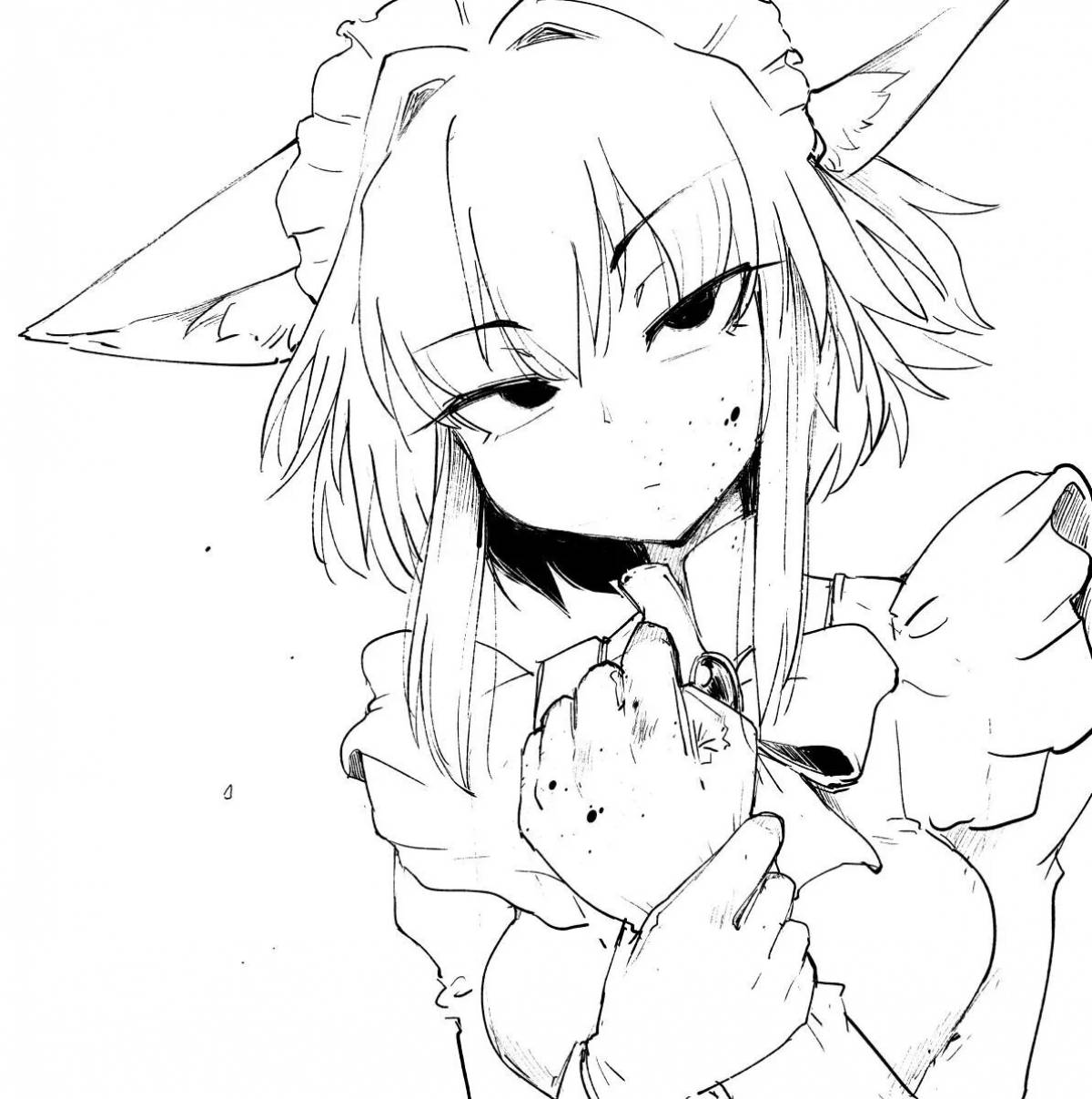Beautiful coloring anime fox girl