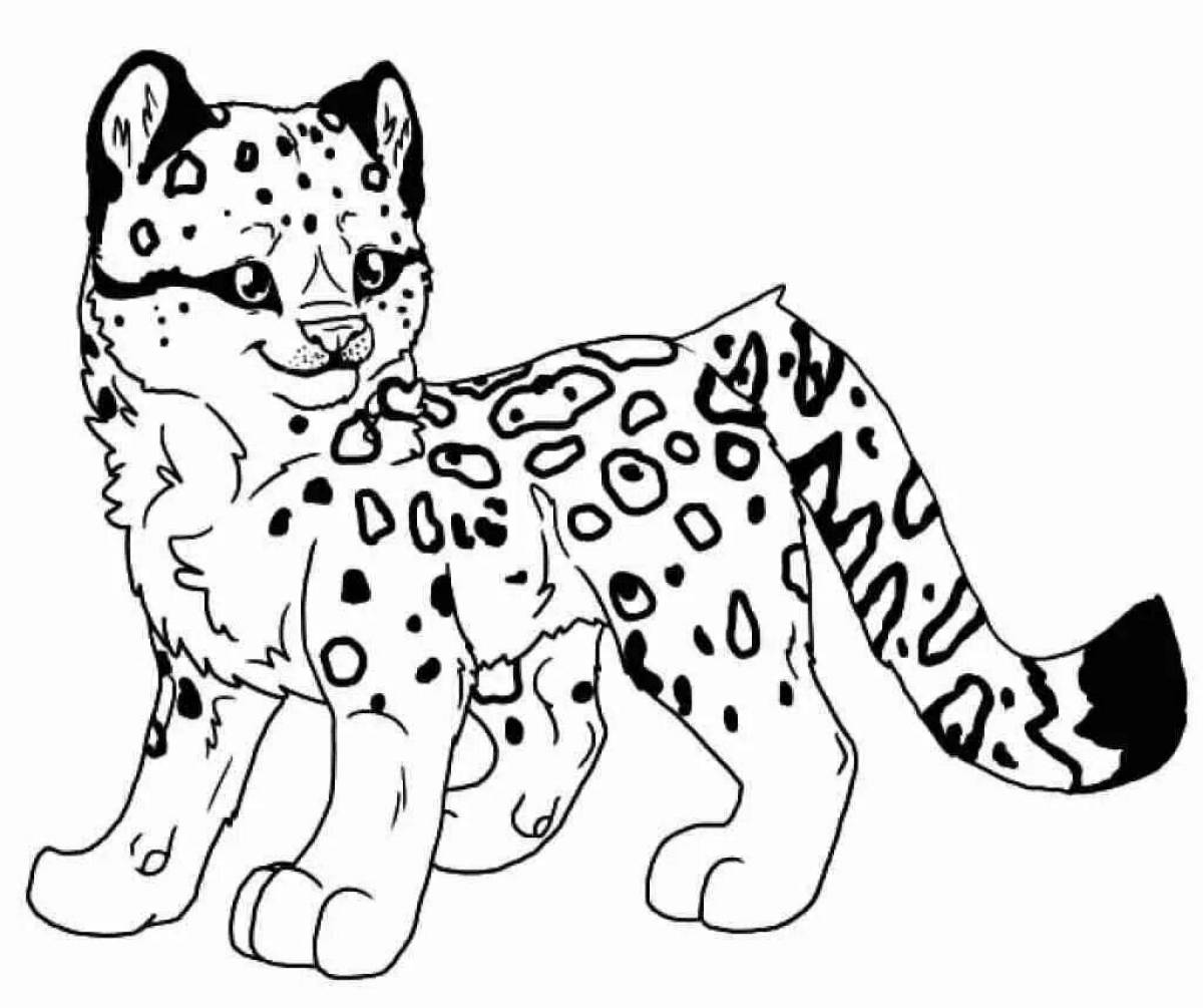Adorable snow leopard coloring page