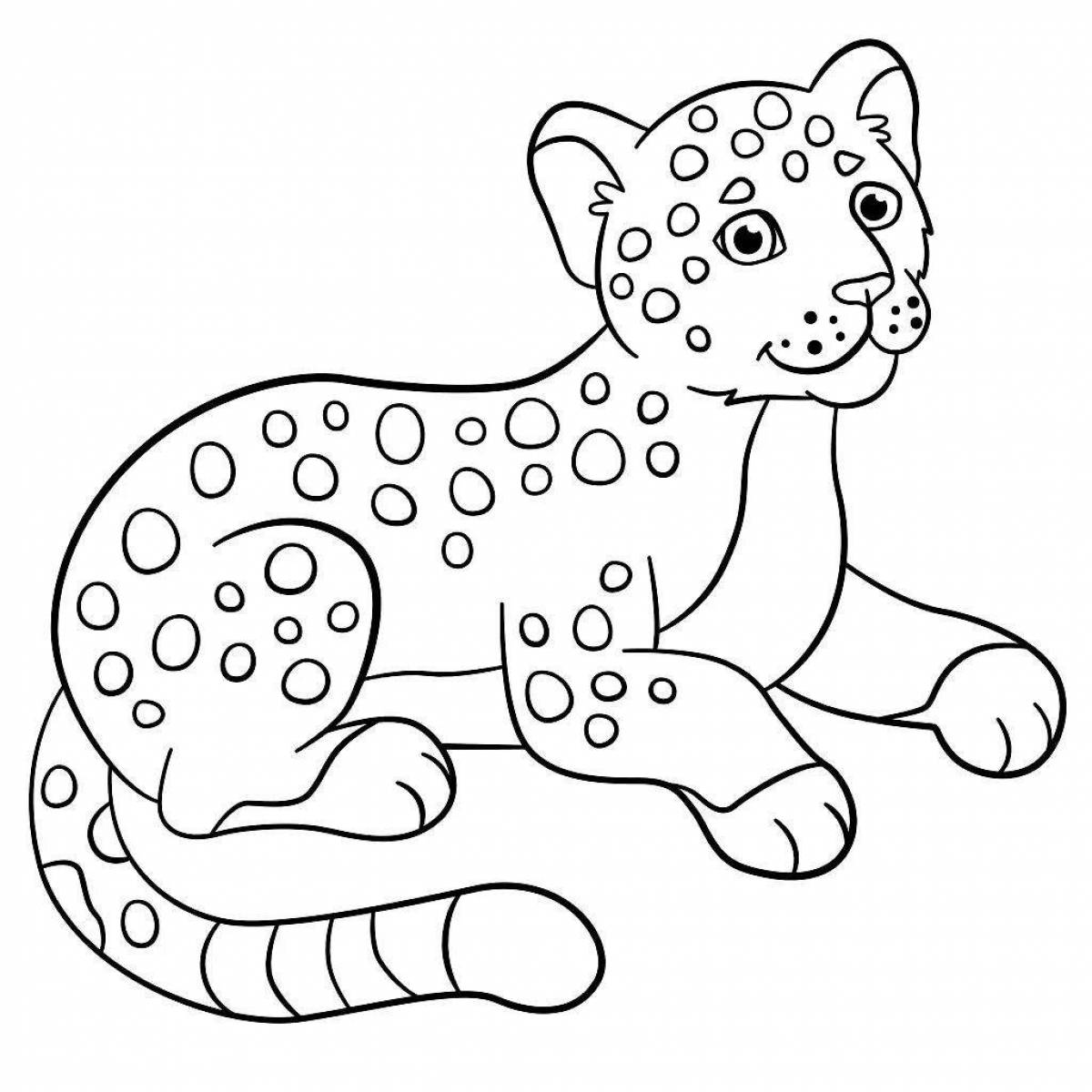 Coloring bright snow leopard