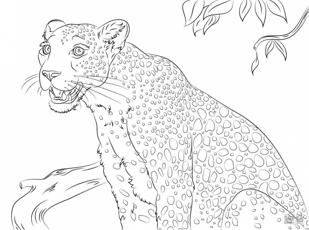 Coloring book beckoning snow leopard