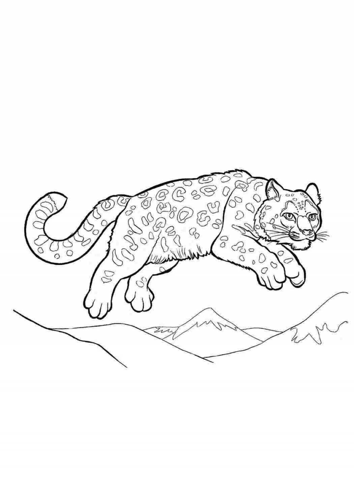 Coloring cute snow leopard