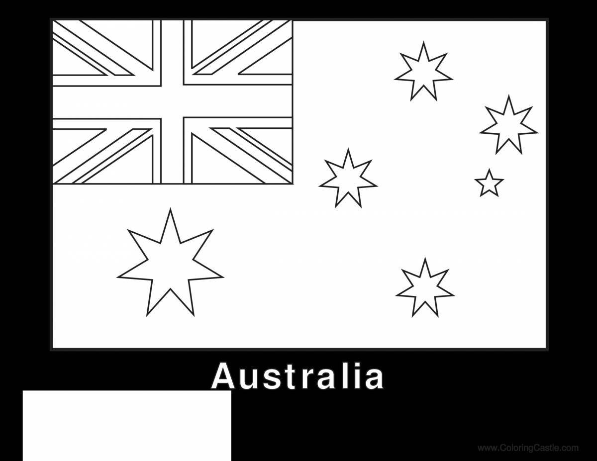 Красочная страница раскраски с флагом новой зеландии