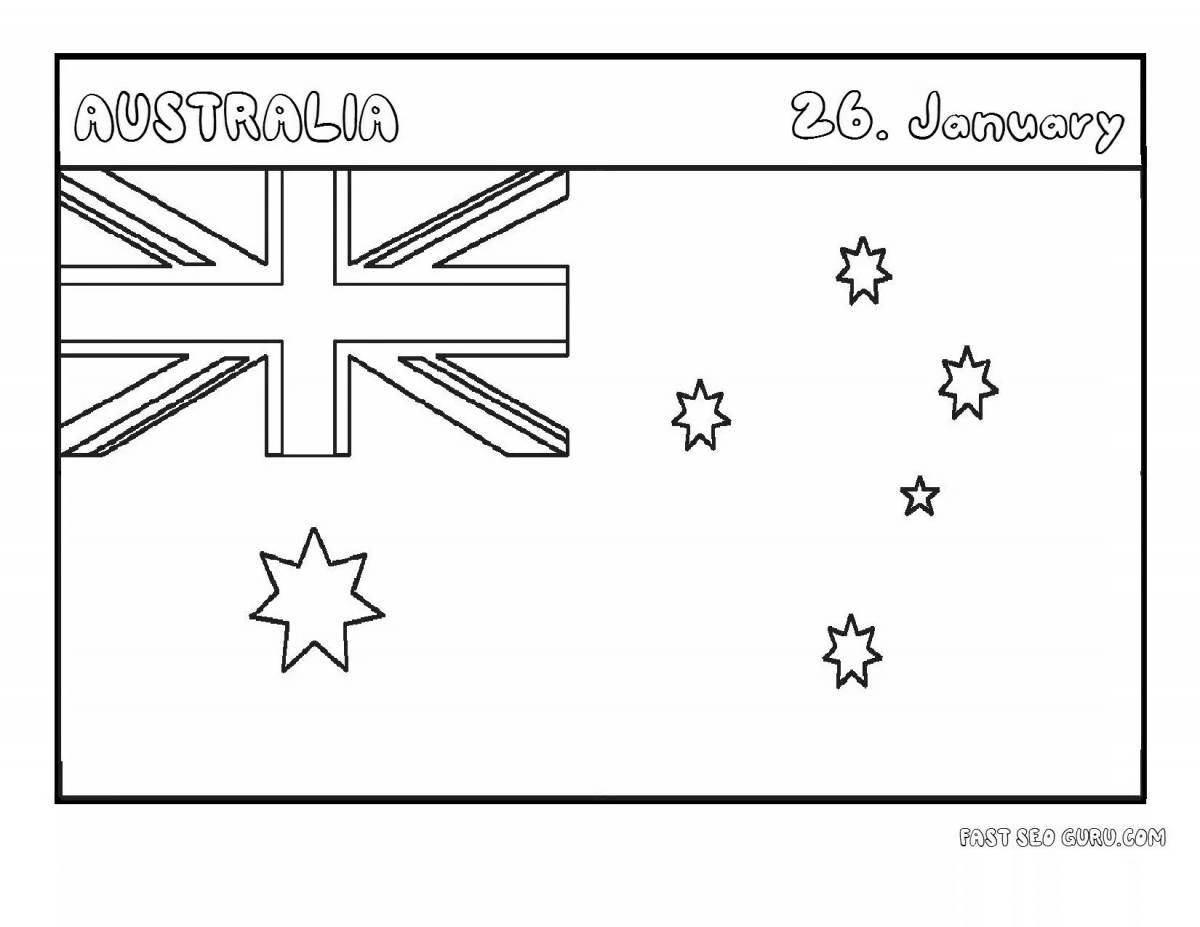 Раскраска сияющий флаг новой зеландии