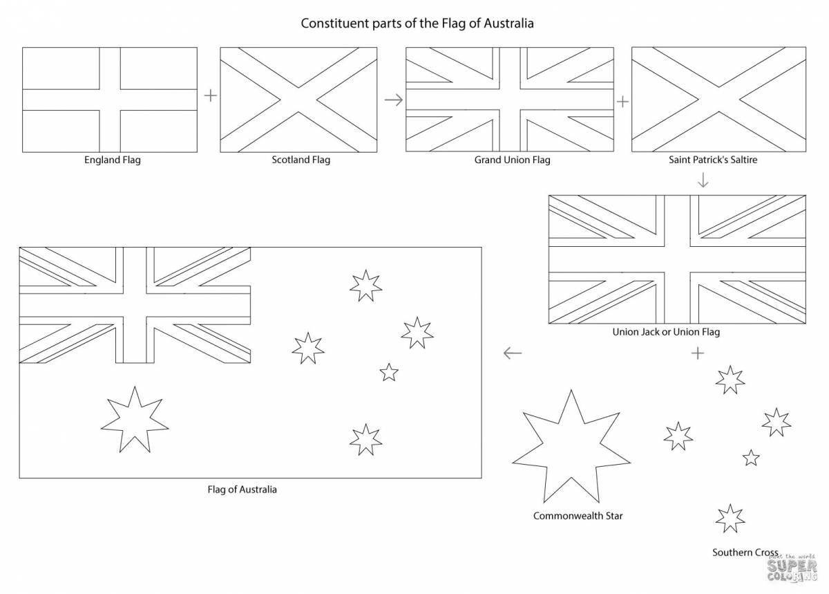 Раскраска стильный флаг новой зеландии
