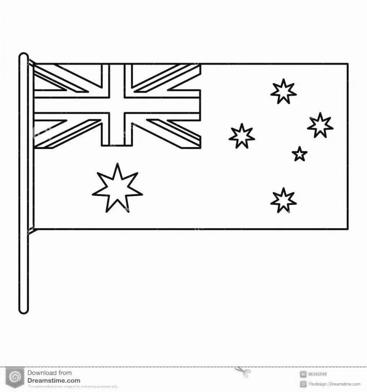 Оживленная страница раскраски флага новой зеландии