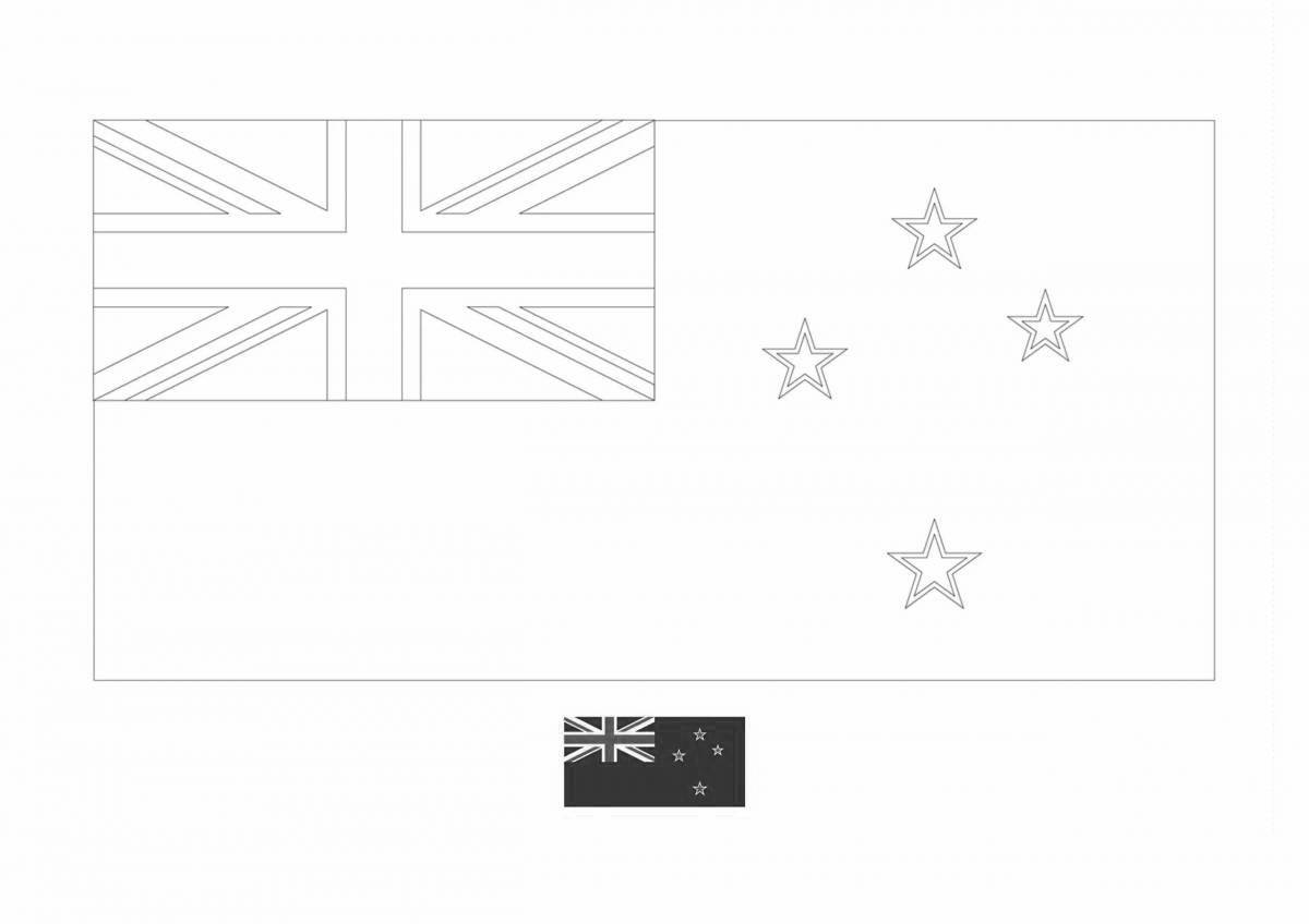 Привлекательная страница раскраски флага новой зеландии