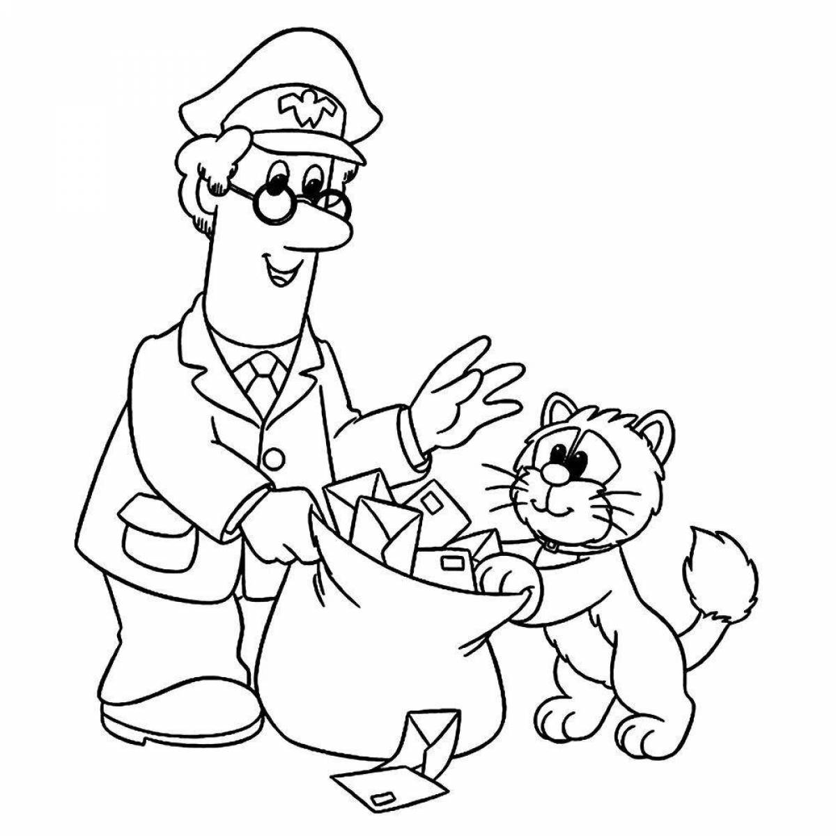 Colorful postman coloring book for preschoolers