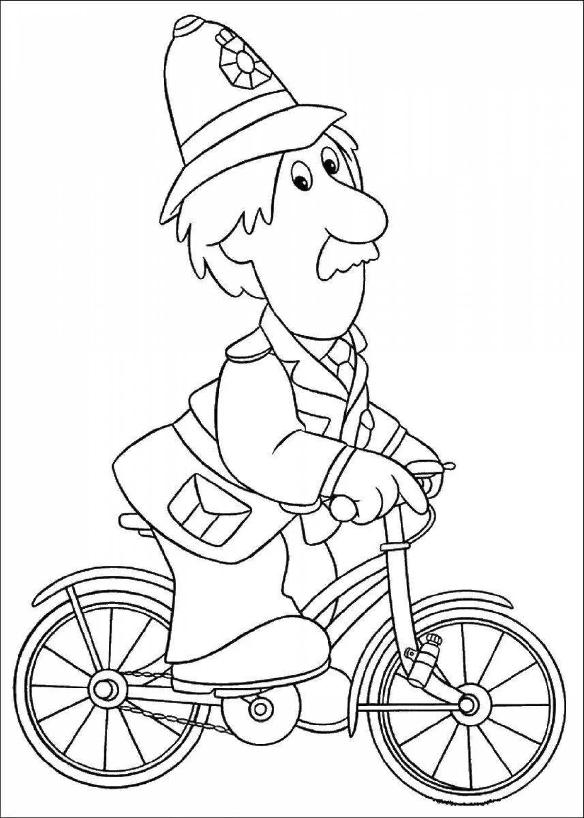 Coloring book happy postman for preschoolers