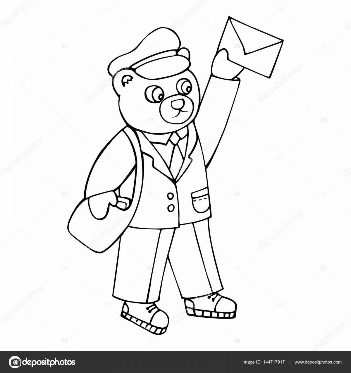 Playful postman coloring for preschoolers