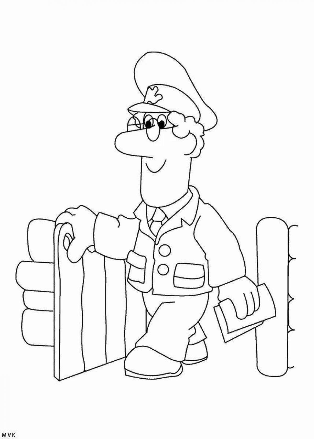 Adorable postman coloring page for preschoolers