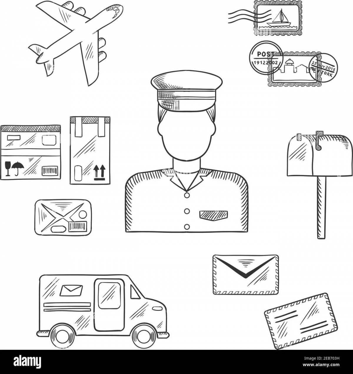 Funny postman coloring book for preschoolers