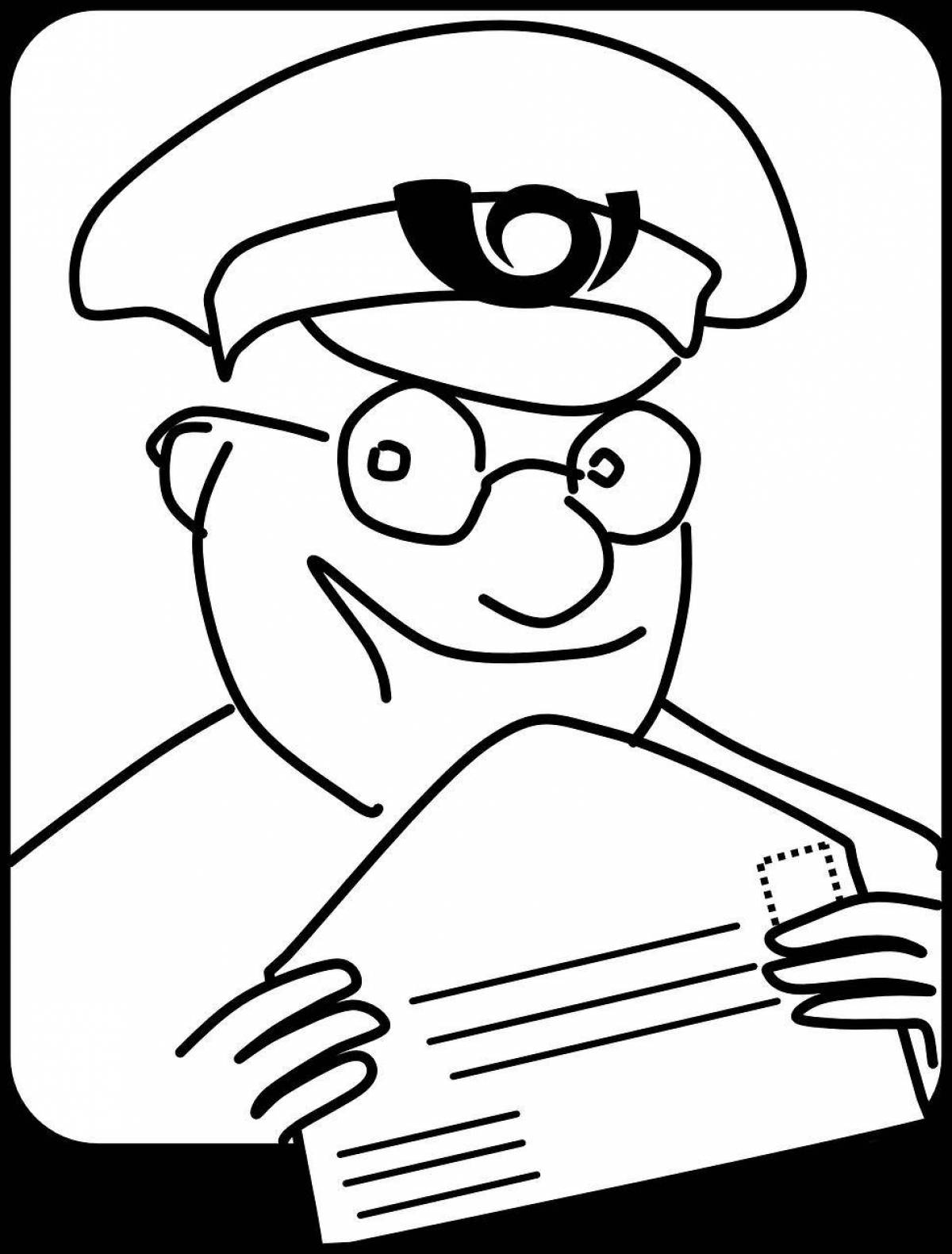 Adorable postman coloring book for preschoolers