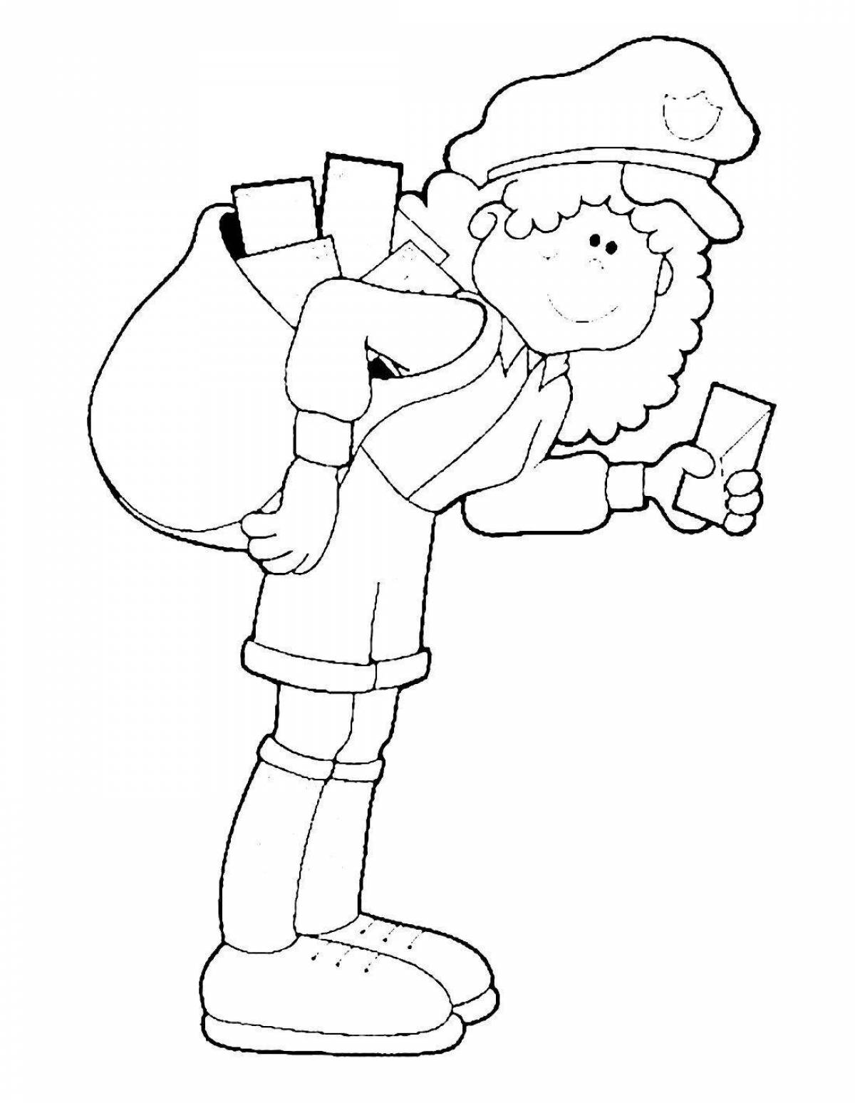 Coloring postman for preschoolers