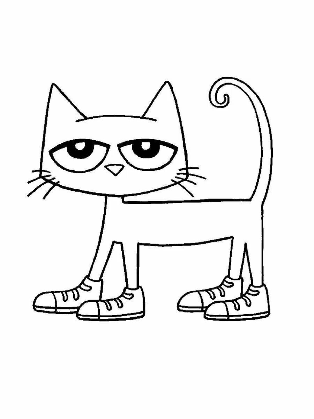 Photo Colorful cat coloring page