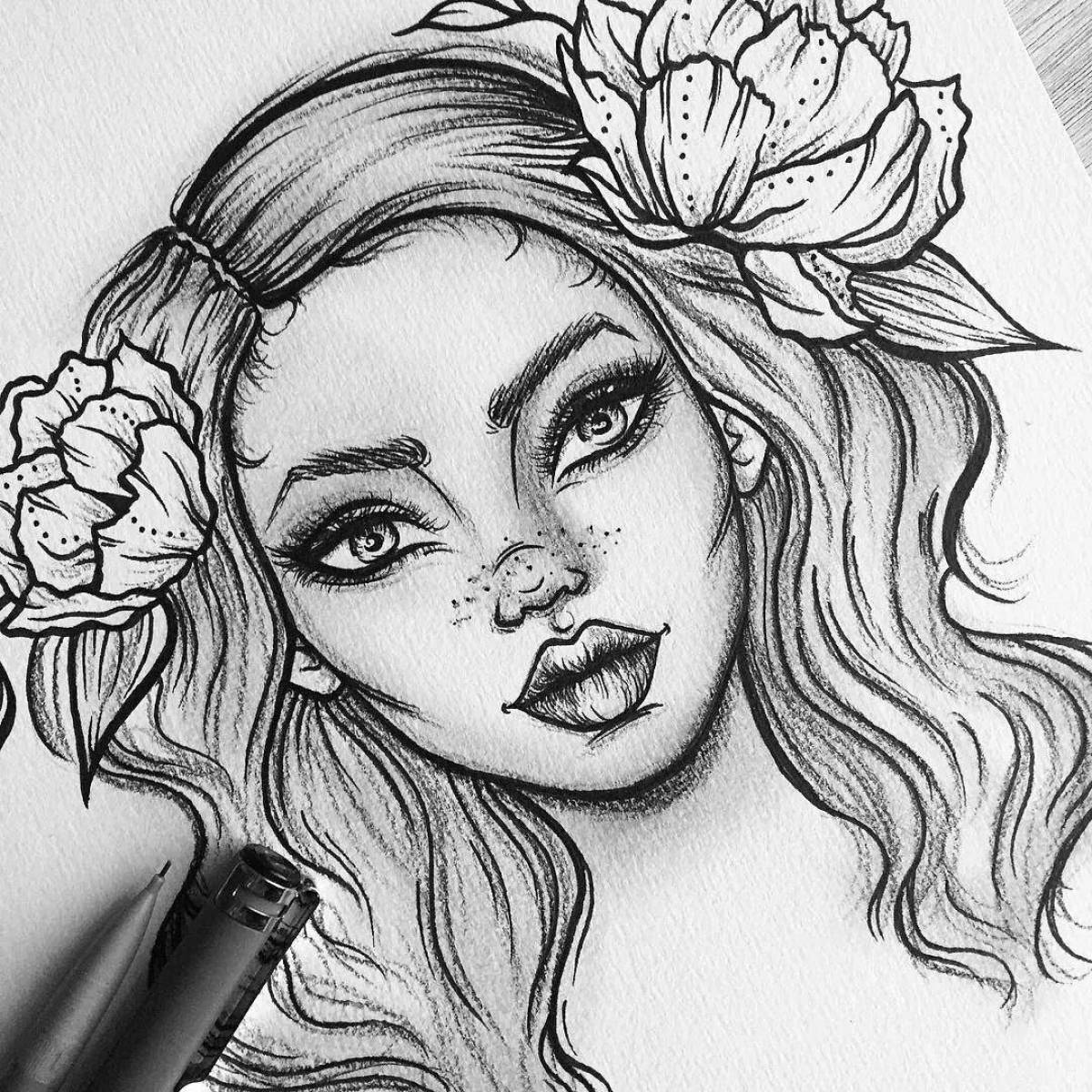 Очаровательная раскраска в стиле эскиза