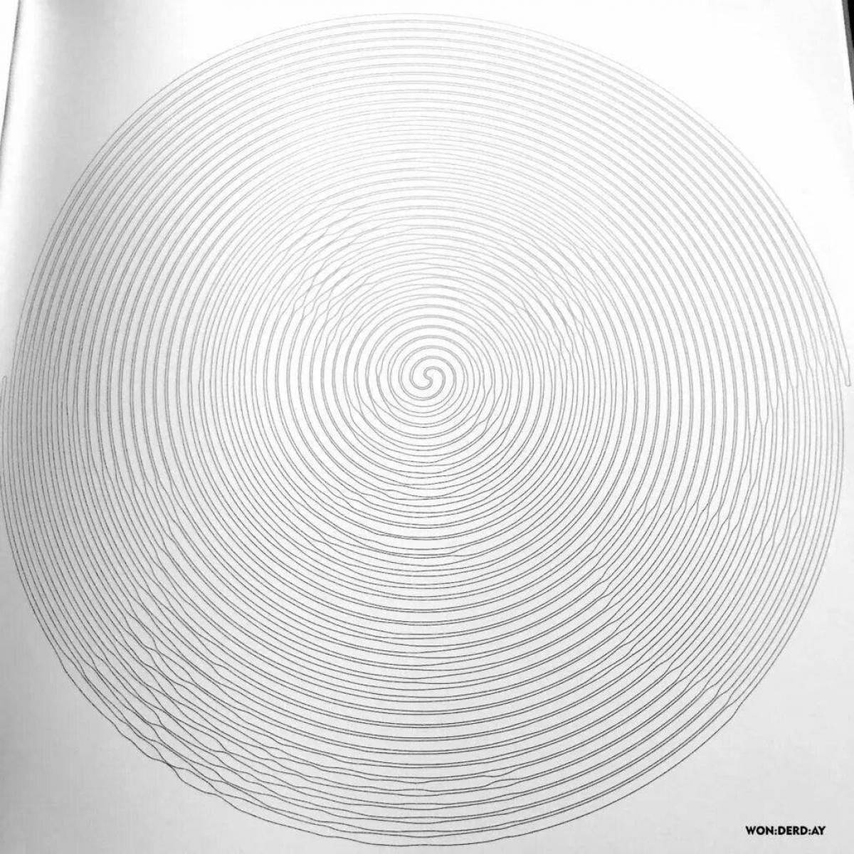 Magic circular pattern spiral coloring