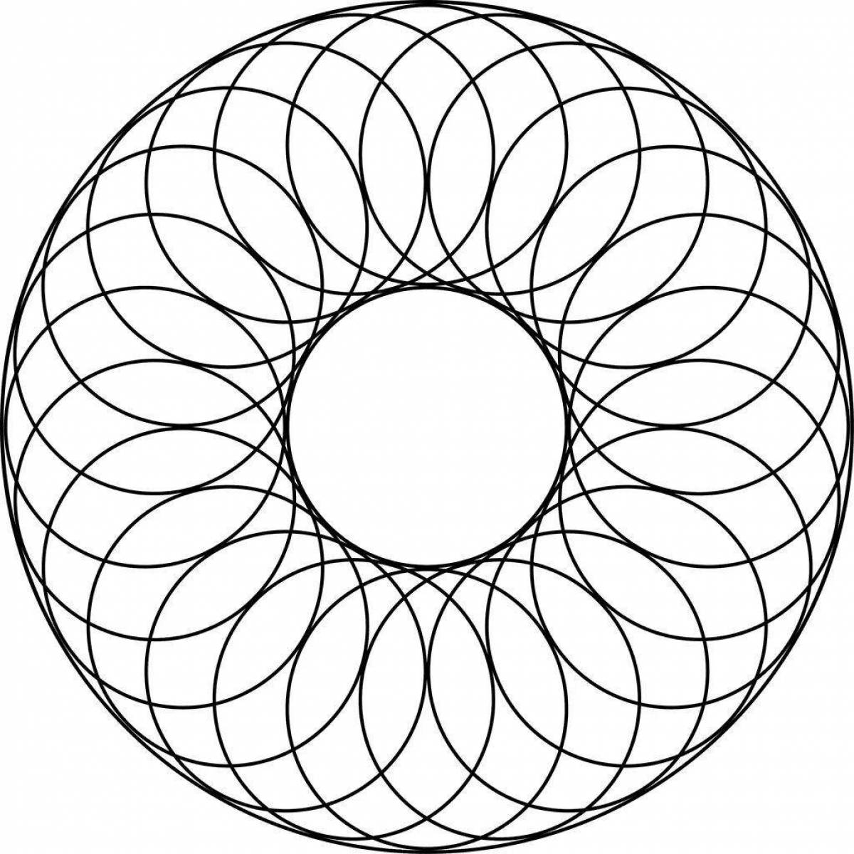 Раскраска спираль с лучистым круговым узором