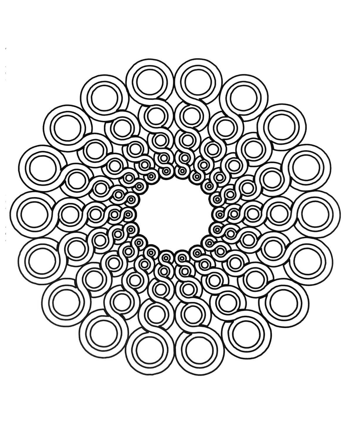 Coloring page of a spiral with an exquisite circular pattern