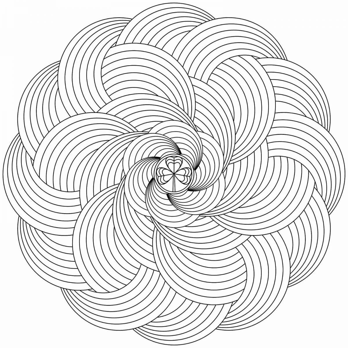 Художественный круговой узор спиральная раскраска