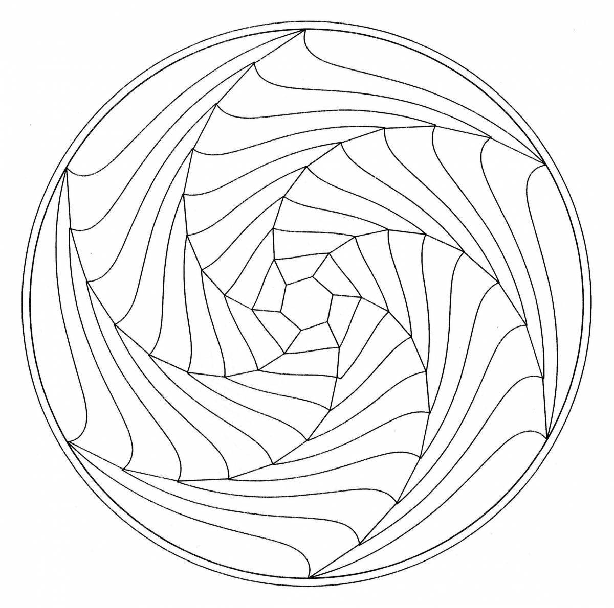 Detailed coloring page of a spiral with a circular pattern