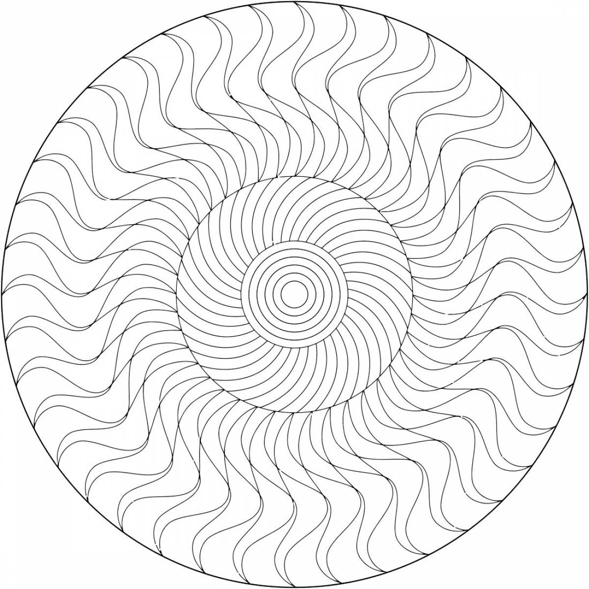 Dramatic circular pattern spiral coloring