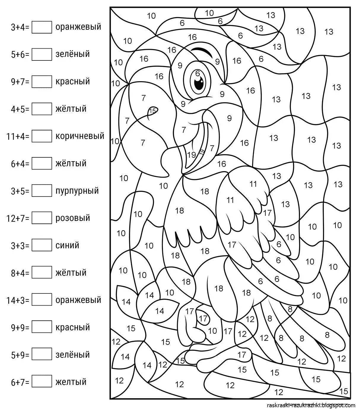 Fun calculate coloring page for girls