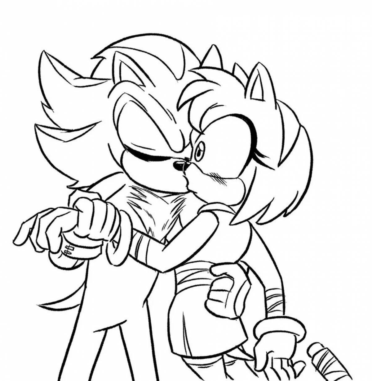 Comic coloring knuckles and rouge